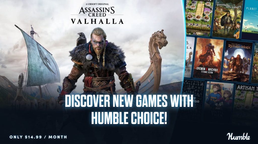 Humble Choice April 2026 game lineup featuring Assassin’s Creed Valhalla