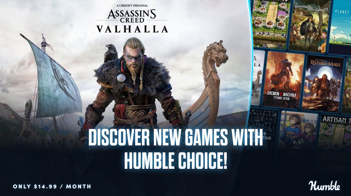 Humble Choice April 2026 game lineup featuring Assassin’s Creed Valhalla
